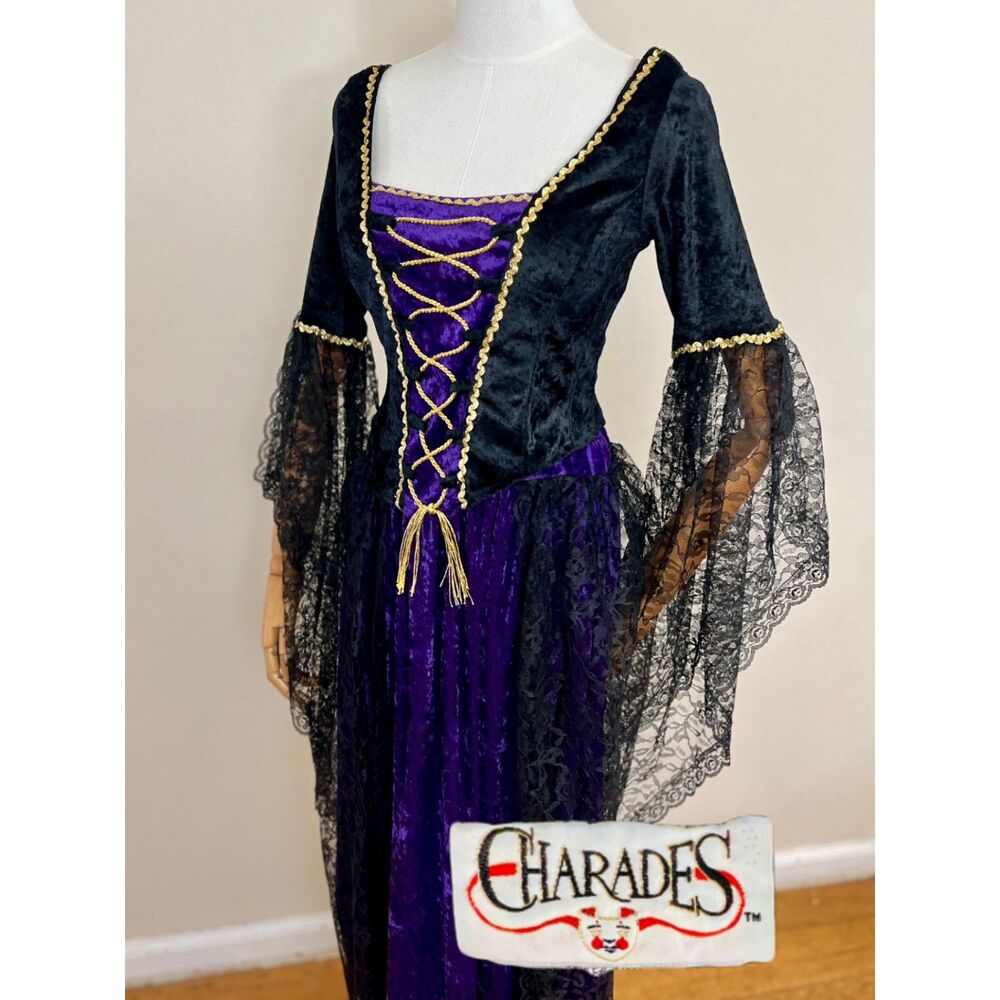 VTG 90s Charades Renaissance Queen Medieval Sorceress Costume USA Made Adult Med